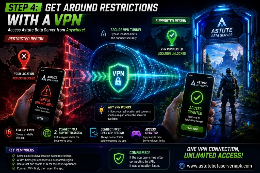 Astute Beta Server region restriction bypass using a VPN connection