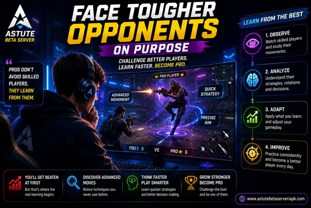 Astute Beta Server player learning advanced strategies by facing tougher opponents