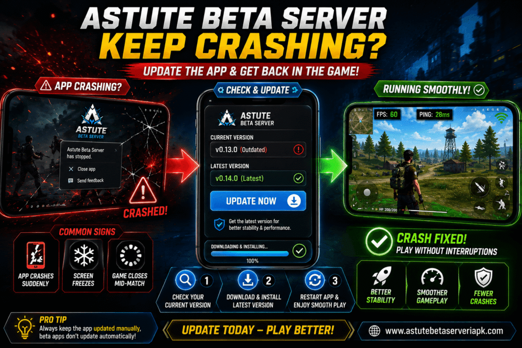 How to fix Astute Beta Server crashing issues by updating the app