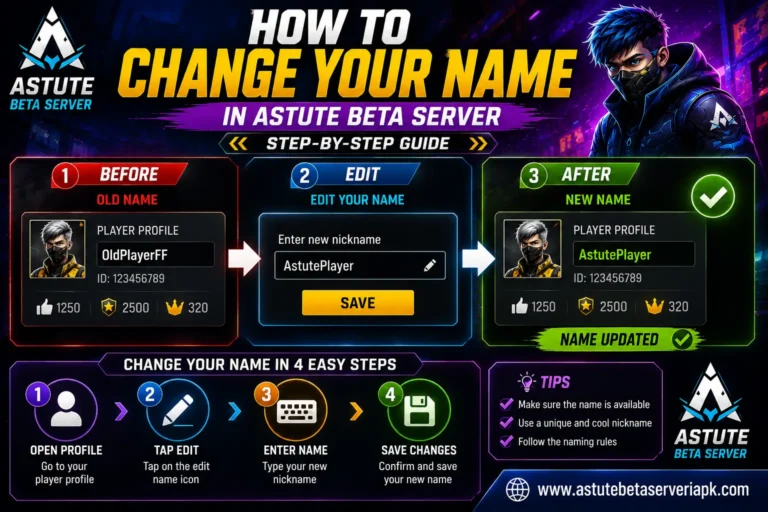How to change your name in Astute Beta Server step by step