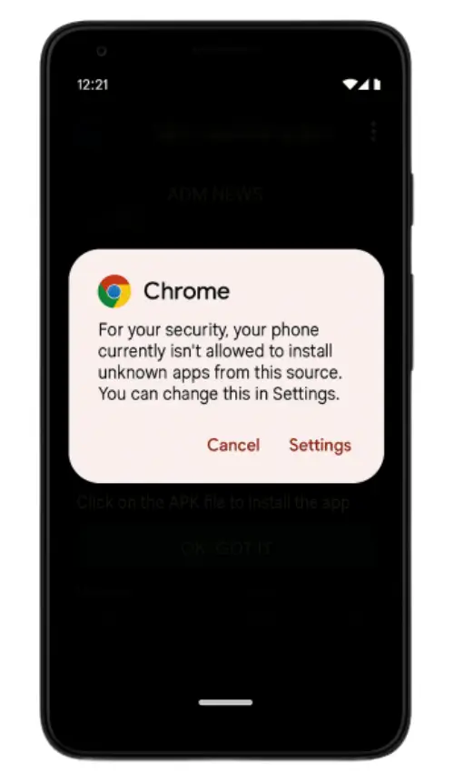 step 02 enable Install Unknown Apps