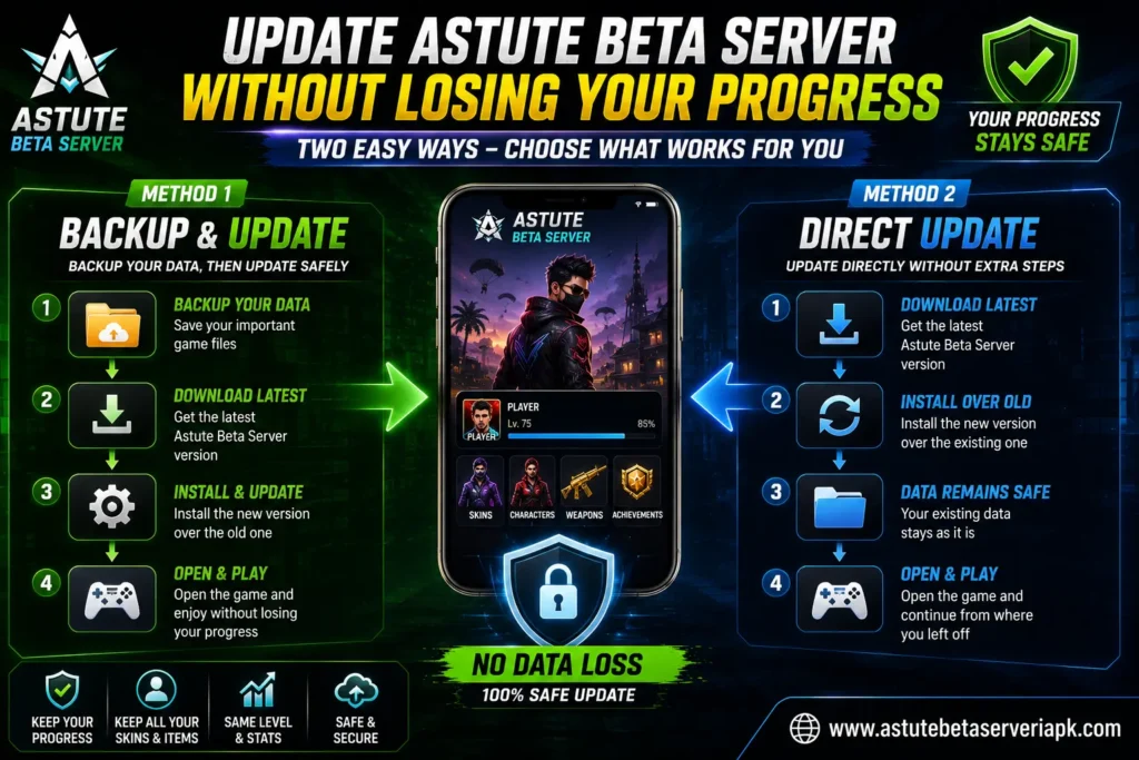Update Astute Beta Server without losing progress using two methods