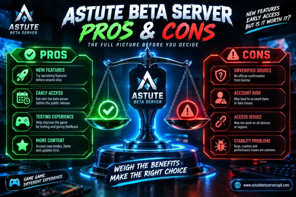 Astute Beta Server pros and cons summary showing benefits and potential risks