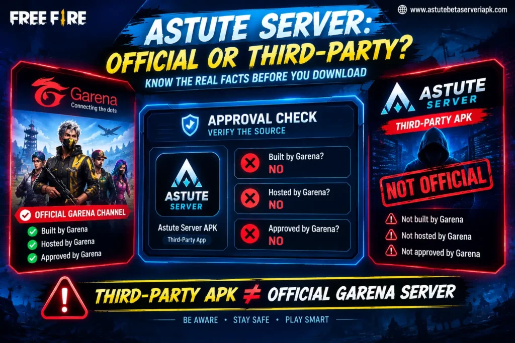 Astute Server is a third-party APK not built hosted or approved by Garena