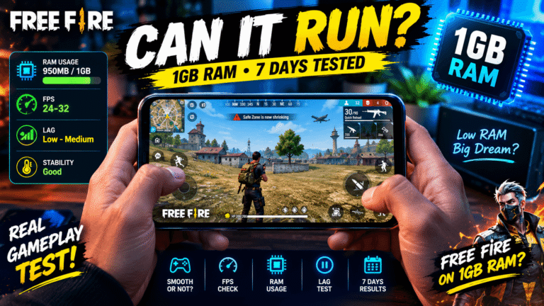Free Fire running on a budget 1GB RAM Android phone