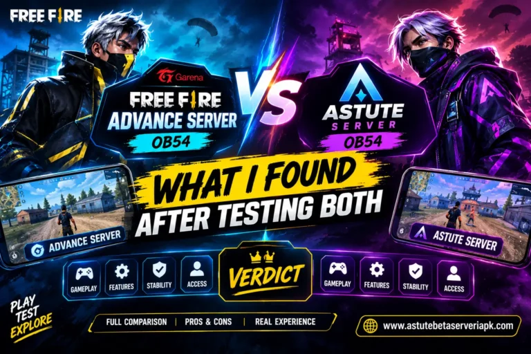 Free Fire Advance Server vs Astute Server OB54 comparison after testing both servers